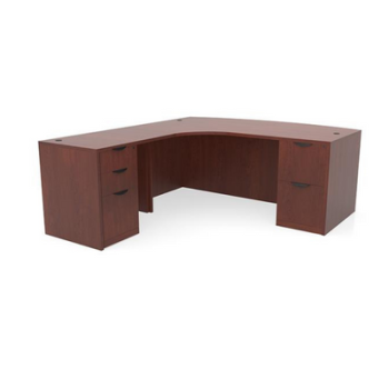 Brown L-Shaped desk with drawers on both sides